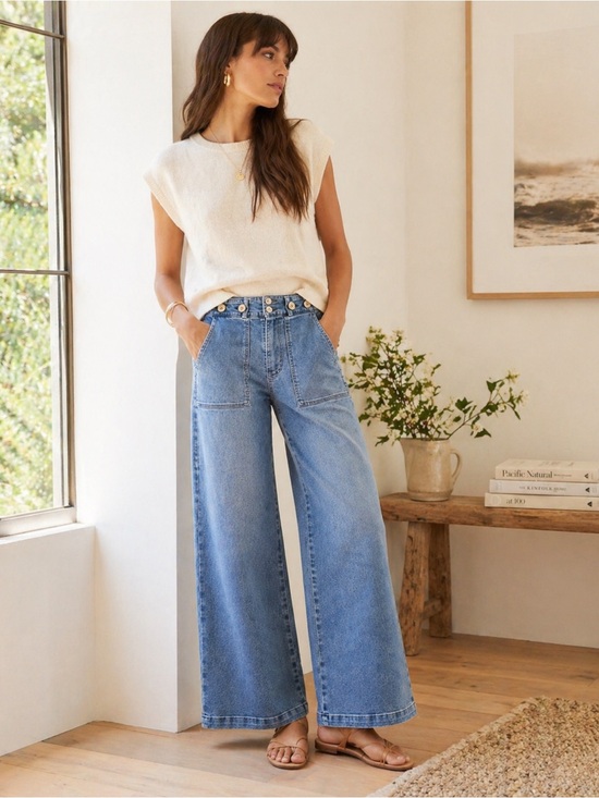 Anthropologie Denim - Pilcro Anthropologie High Rise Trending Sailor Style Wide Leg Crop Jeans 26
